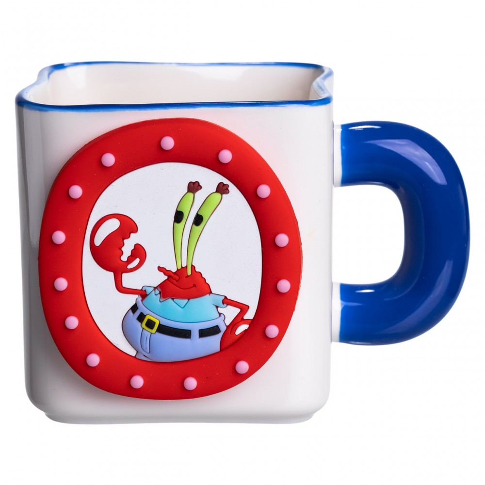Фарфоровая чашка "Мистер Крабс" с магнитным декором 500 мл, Кружка детская чашка из фарфора на подарок FM-12BL