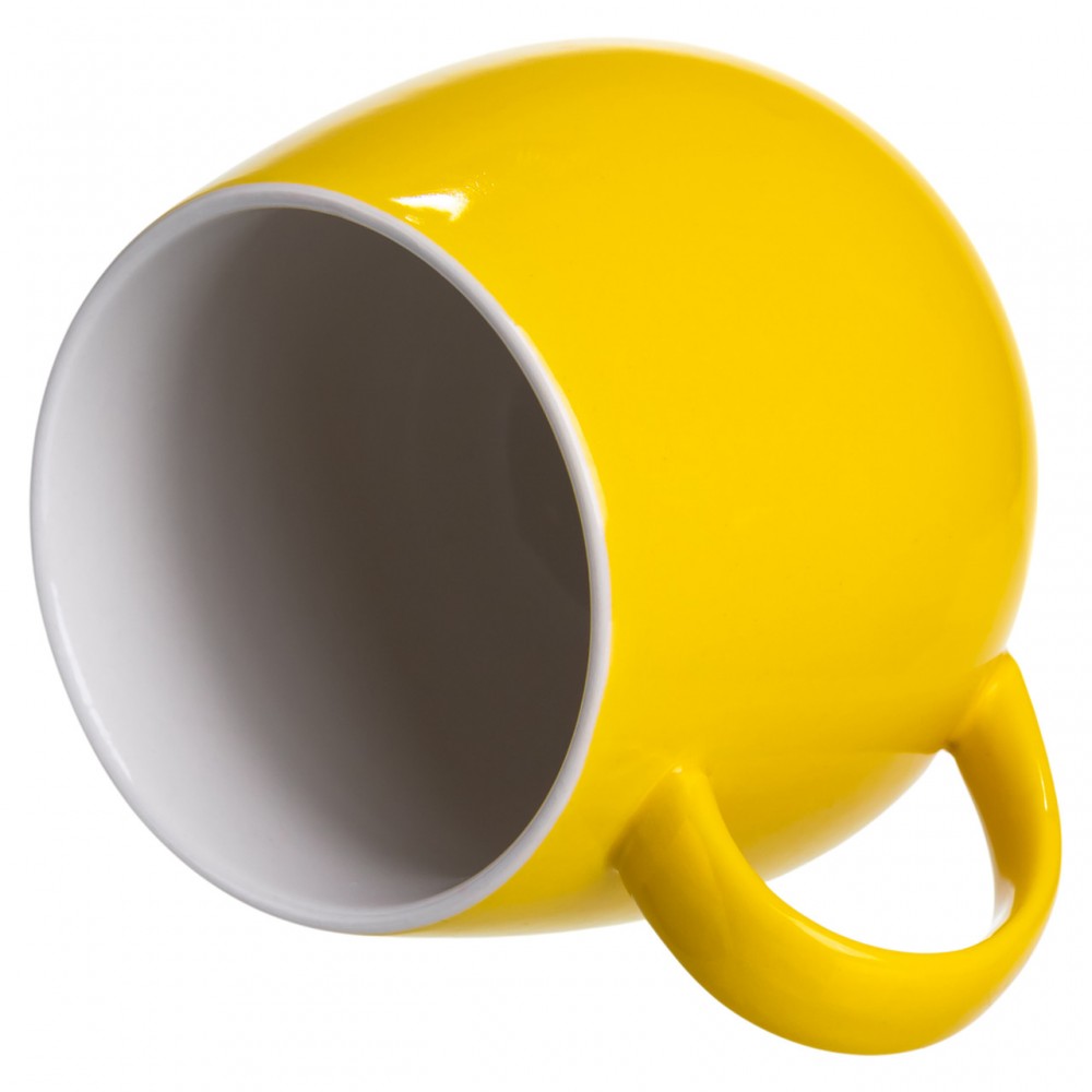 Праздничная фарфоровая чашка "Веселые Герои" 400 мл, Кружка детская с фарфора на подарок Желтая FM-13TJB