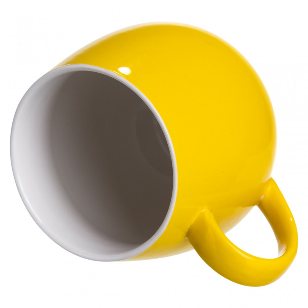 Праздничная фарфоровая чашка "Веселые Герои" 400 мл, Кружка детская с фарфора на подарок Желтая FM-13TJ