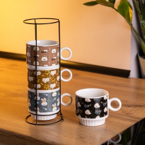 Набор фарфоровых чашек для детей на металлической подставке Toys 4 (шт) по 300 (мл) подарочный набор чашек FM-15