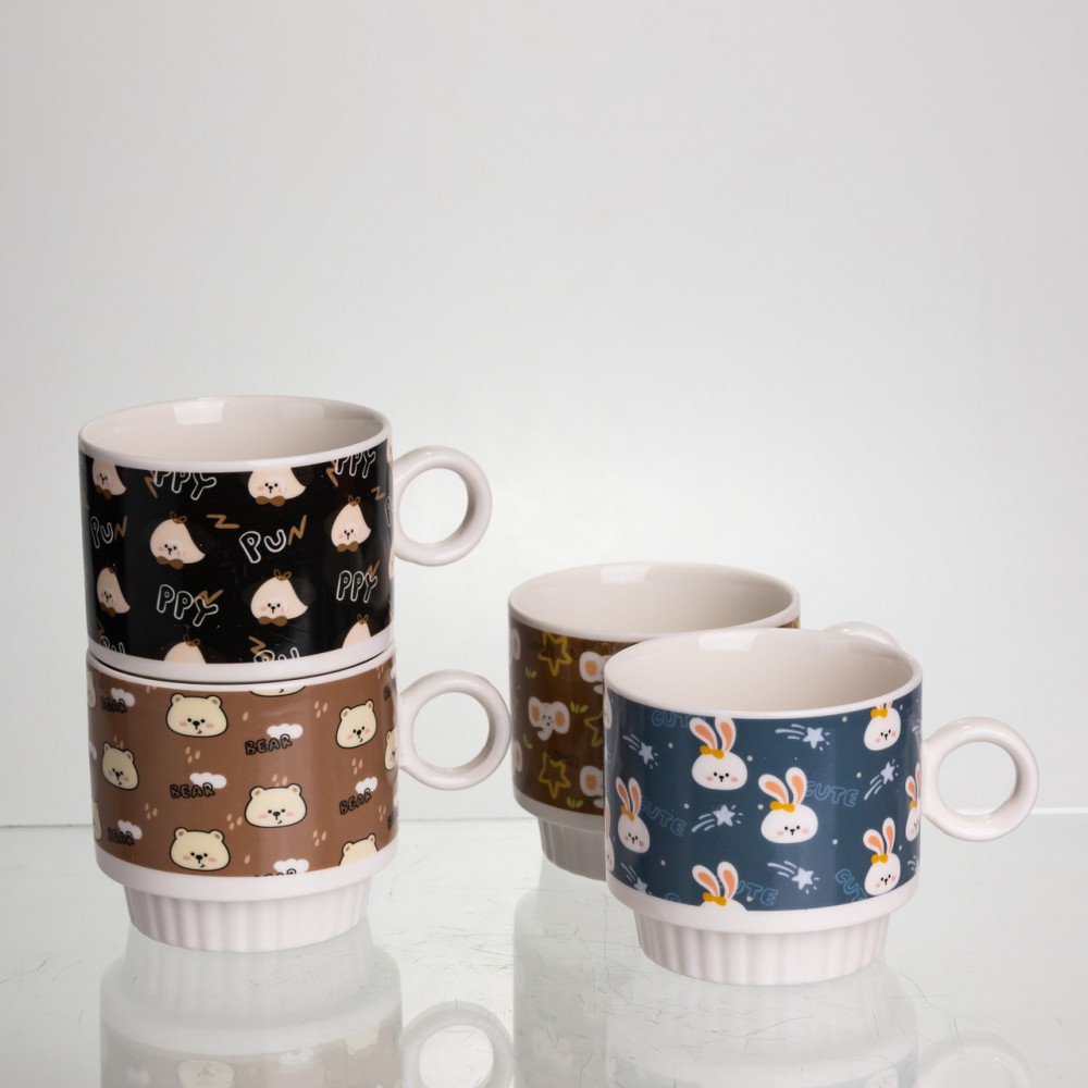 Набор фарфоровых чашек для детей на металлической подставке Toys 4 (шт) по 300 (мл) подарочный набор чашек FM-15