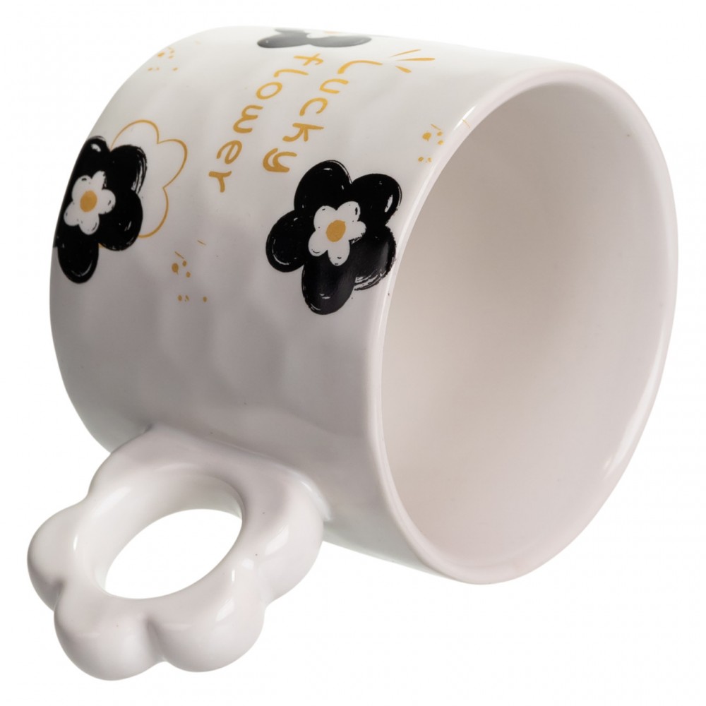 Чашка для чая и кофе фарфоровая Lucky Flower 420 (мл) красивая оригинальная кружка на подарок Белая FM-14D