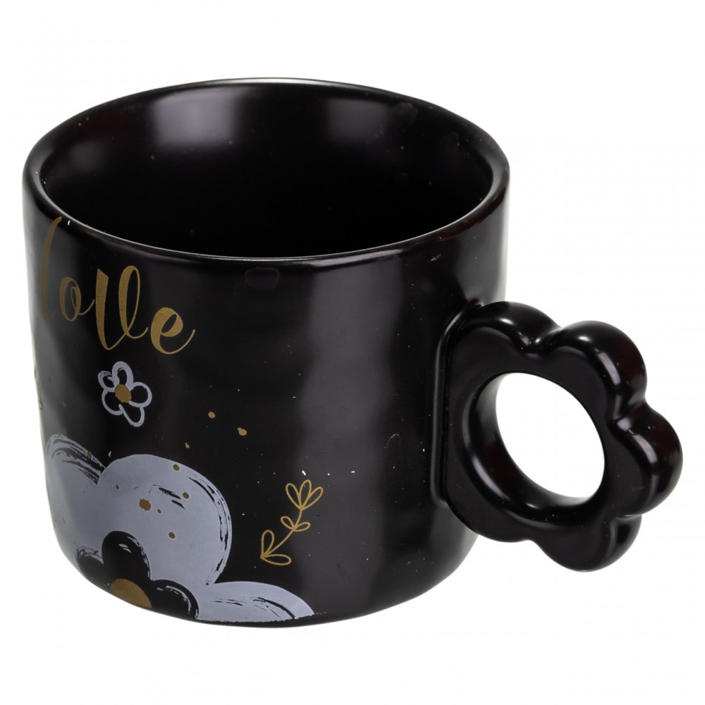 Чашка для чая и кофе фарфоровая Love 420 (мл) красивая оригинальная кружка на подарок Черная FM-14B