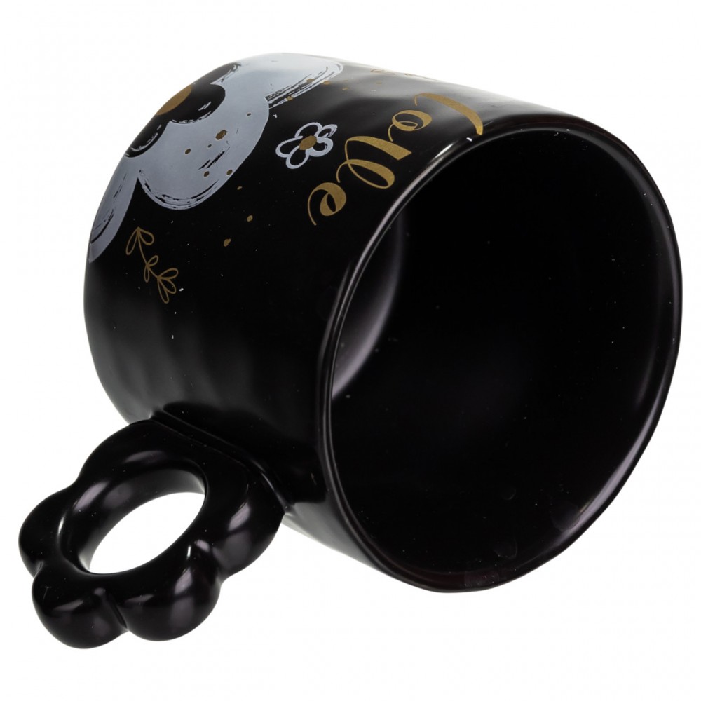Чашка для чая и кофе фарфоровая Love 420 (мл) красивая оригинальная кружка на подарок Черная FM-14B