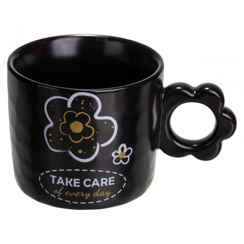 Чашка для чая и кофе фарфоровая 420 (мл) красивая оригинальная кружка на подарок Черная FM-14C