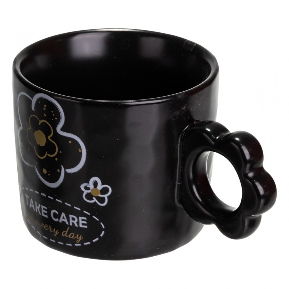 Чашка для чая и кофе фарфоровая 420 (мл) красивая оригинальная кружка на подарок Черная FM-14C