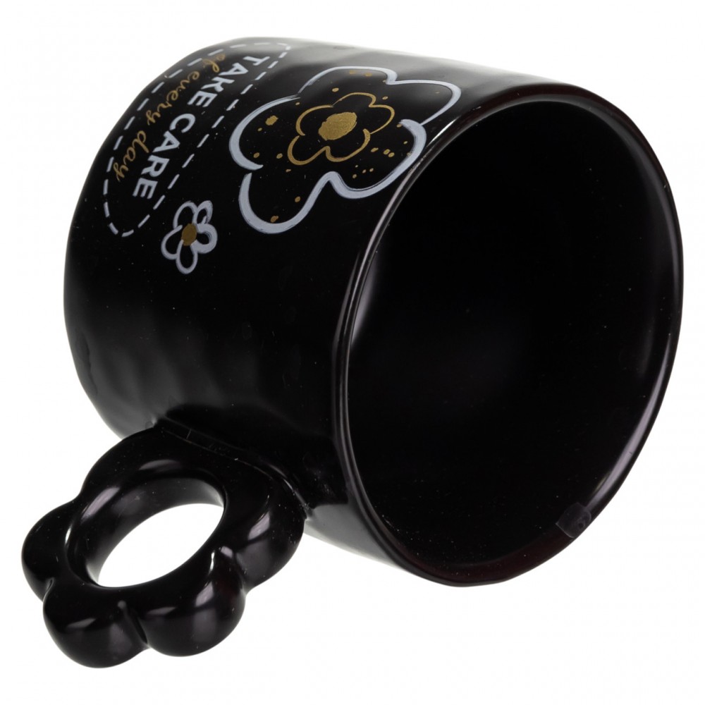 Чашка для чая и кофе фарфоровая 420 (мл) красивая оригинальная кружка на подарок Черная FM-14C