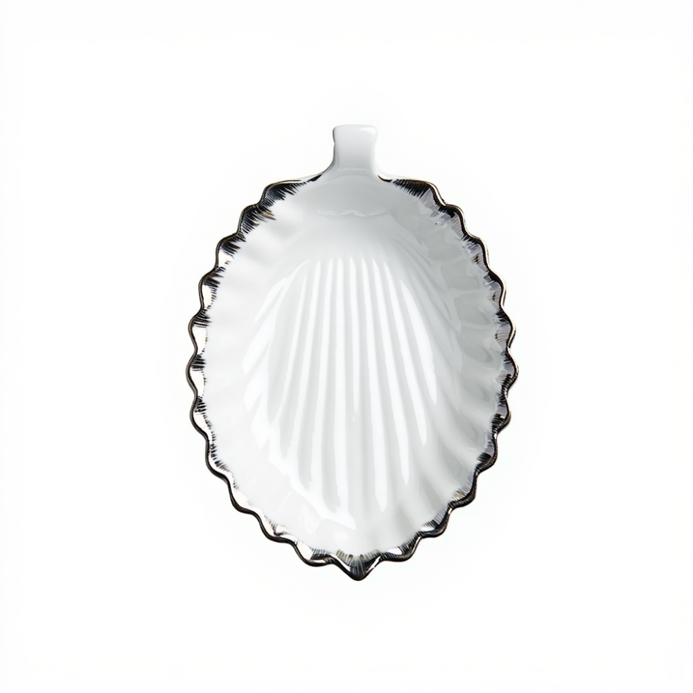Декоративное блюдо Лист 31 см белое с черным кантом 2553-1S