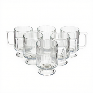 Набор стеклянных чашек 300 мл (6 шт) из рифленого стекла HP-19-L7