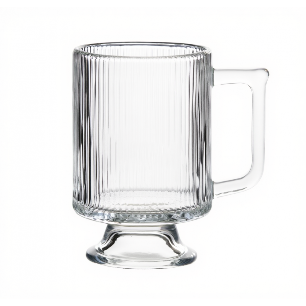 Набір скляних чашок 300 мл (6 шт) з рифленого скла HP-19-L7