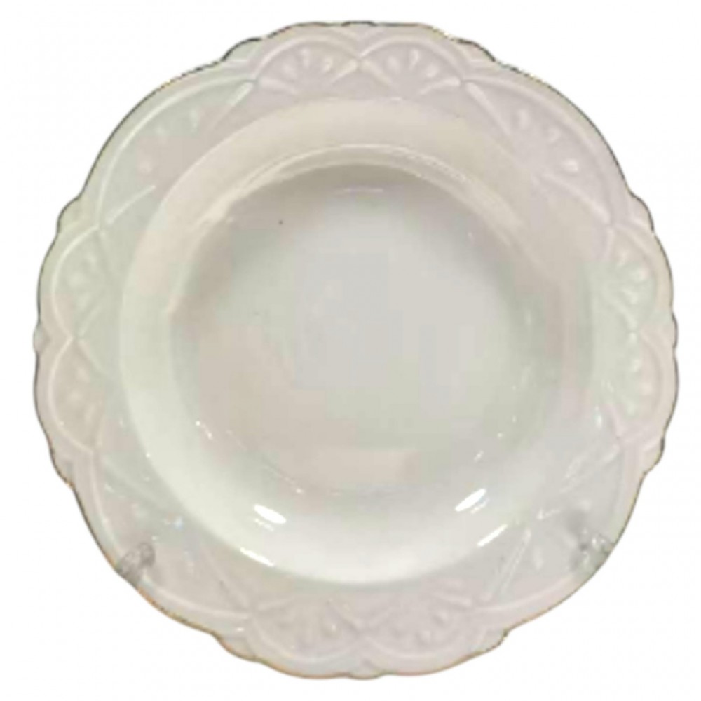 Тарелка круглая фарфоровая Ø22 (см) глубокая суповая тарелка для первых блюд Белая 120-YH-HG023