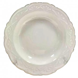 Тарелка круглая фарфоровая Ø22 (см) глубокая суповая тарелка для первых блюд Белая 120-YH-HG023