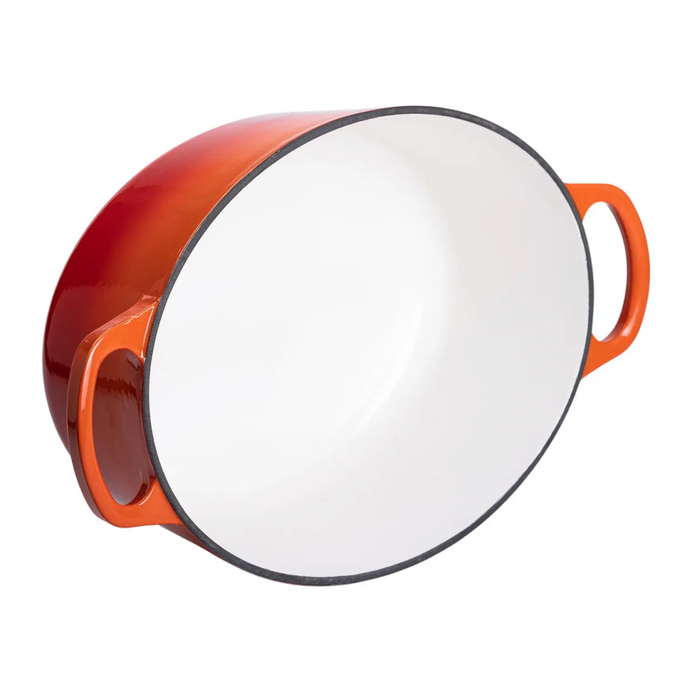 Гусятница чугунная эмалированная с крышкой на 6 литров Ø26 см для всех типов плит Оранжевая HP-1-10-ORANGE