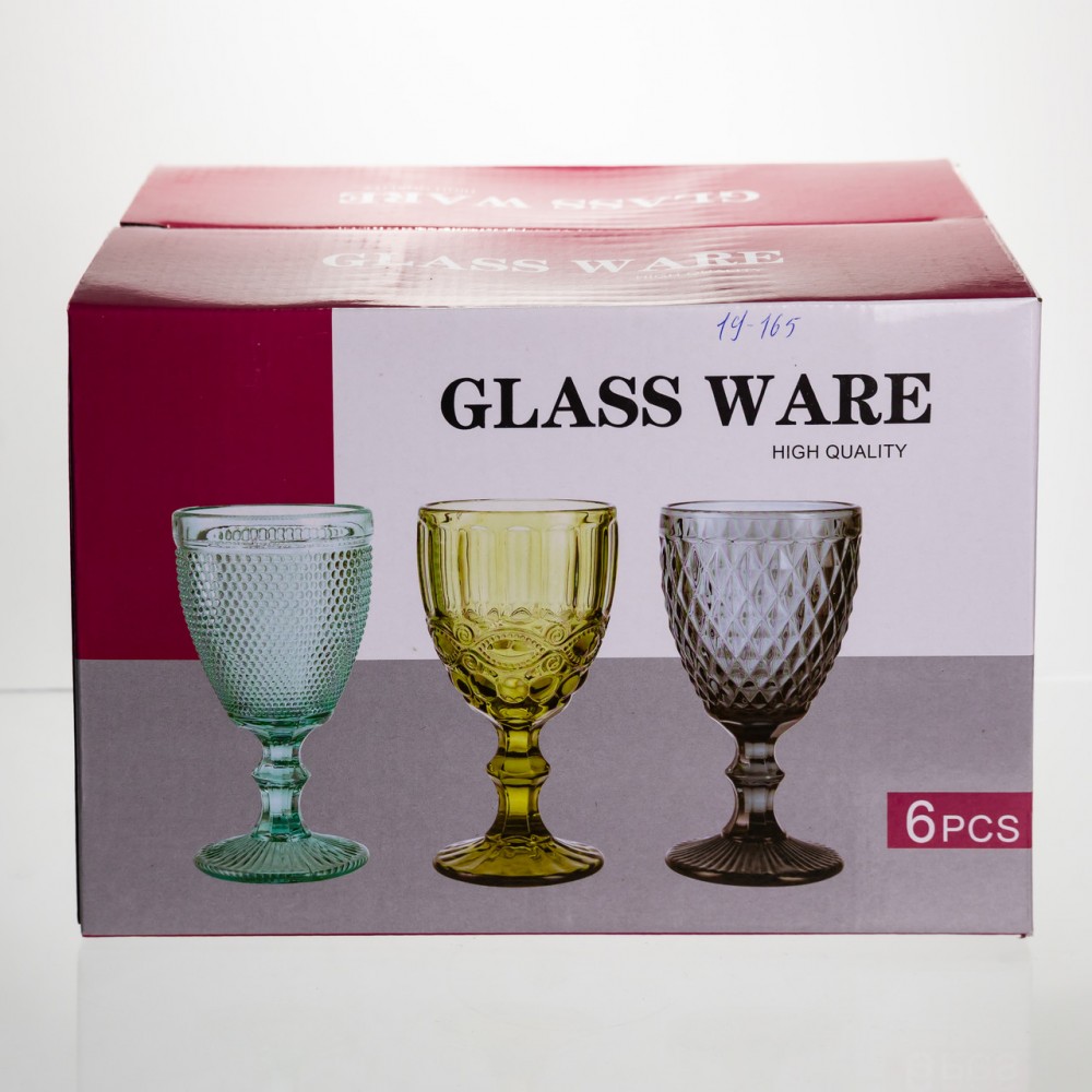 Набор бокалов для вина 6 штук 340 мл винные бокалы на ножке стеклянные фужеры для вина подарочные HP-19-165