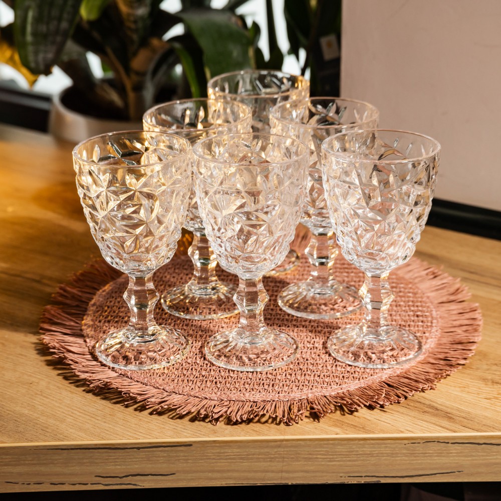 Набор бокалов для вина 6 штук 340 мл винные бокалы на ножке стеклянные фужеры для вина подарочные HP-19-165