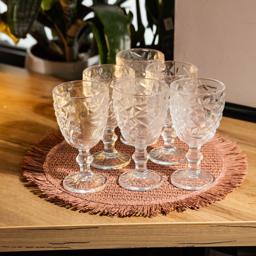 Набор бокалов для вина 6 штук 240 мл винные бокалы на ножке стеклянные фужеры для вина подарочные HP-19-166