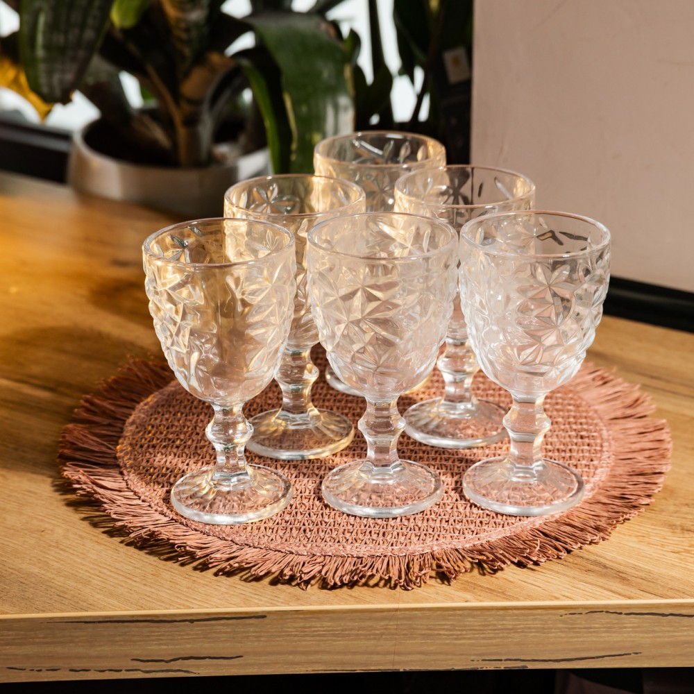 Набор бокалов для вина 6 штук 240 мл винные бокалы на ножке стеклянные фужеры для вина подарочные HP-19-166