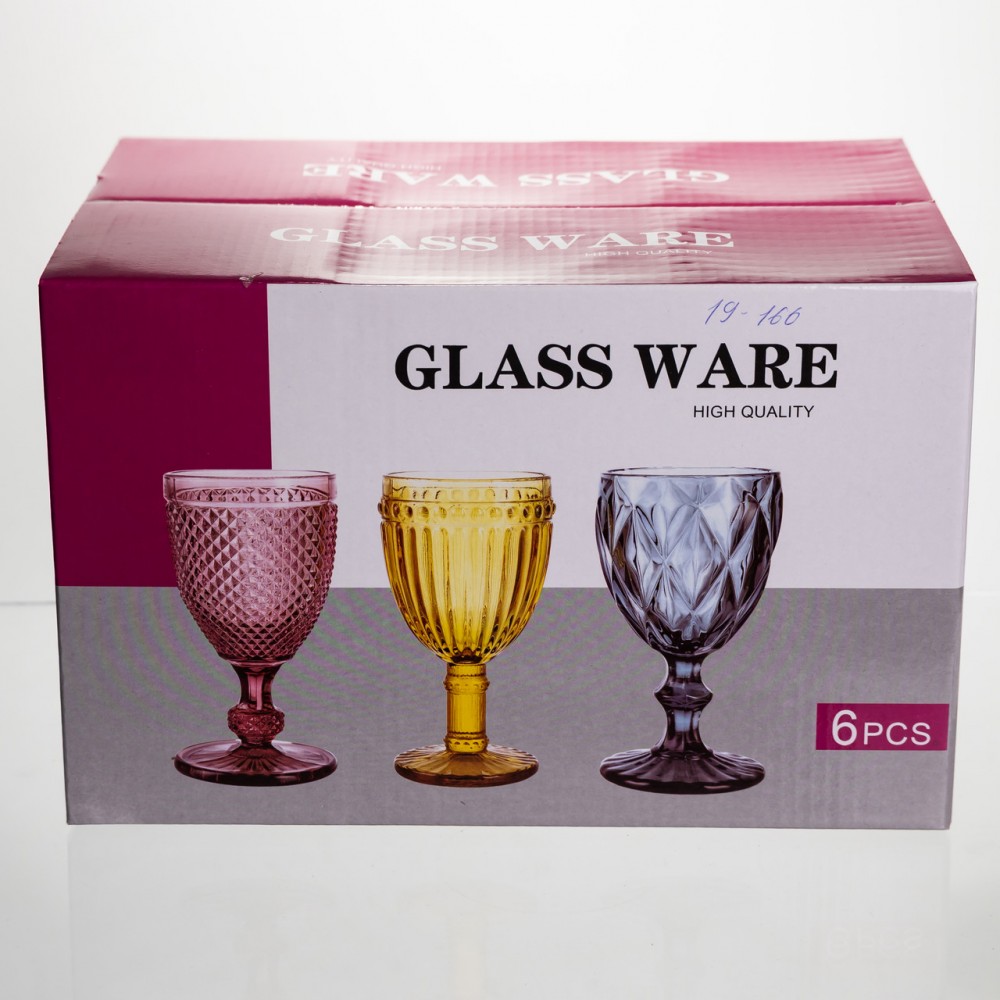 Набор бокалов для вина 6 штук 240 мл винные бокалы на ножке стеклянные фужеры для вина подарочные HP-19-166