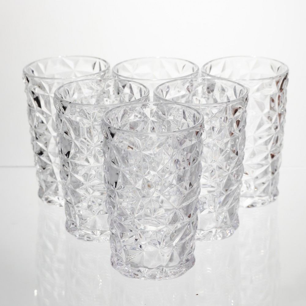 Набор стеклянных стаканов 6 штук 350 мл для лимонадов сока воды коктейлей стаканы стеклянные для напитков HP-19-167