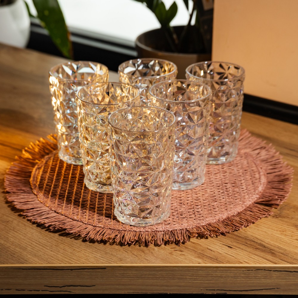 Набор стеклянных стаканов 6 штук 350 мл для лимонадов сока воды коктейлей стаканы стеклянные для напитков HP-19-167