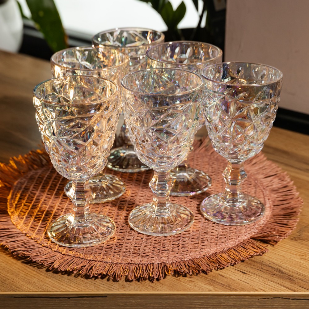 Набор бокалов для вина 6 штук 340 мл винные бокалы на ножке стеклянные фужеры для вина подарочные HP-19-173