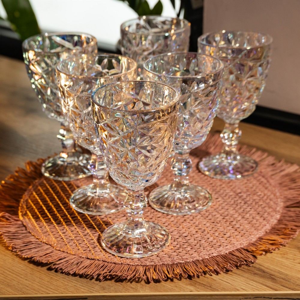 Набор бокалов для вина 6 штук 240 мл винные бокалы на ножке стеклянные фужеры для вина подарочные HP-19-174