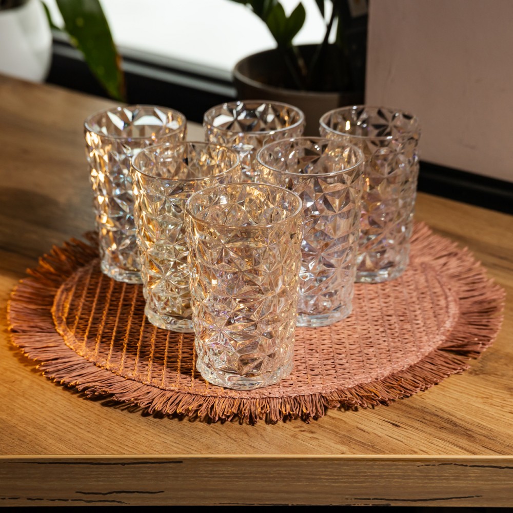 Набор стеклянных стаканов 6 штук 350 мл для лимонадов сока воды коктейлей стаканы стеклянные для напитков HP-19-175