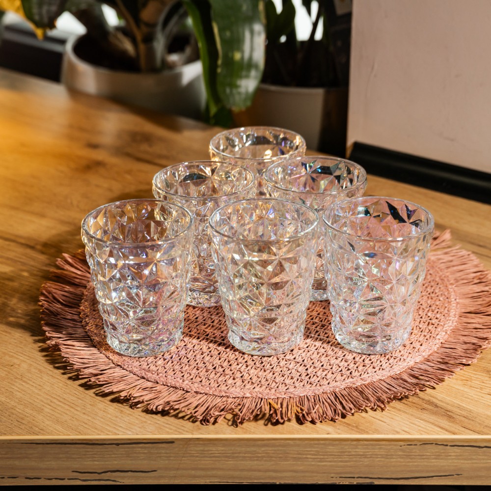 Набор стеклянных стаканов 6 штук 250 мл для лимонадов сока воды коктейлей стаканы стеклянные для напитков HP-19-176