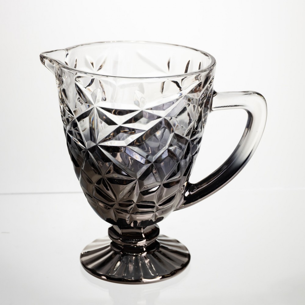 Кувшин стеклянный для компота 1.2 л ребристый фигурный графин для лимонада мохито сангрии напитков Серый HP-19-179