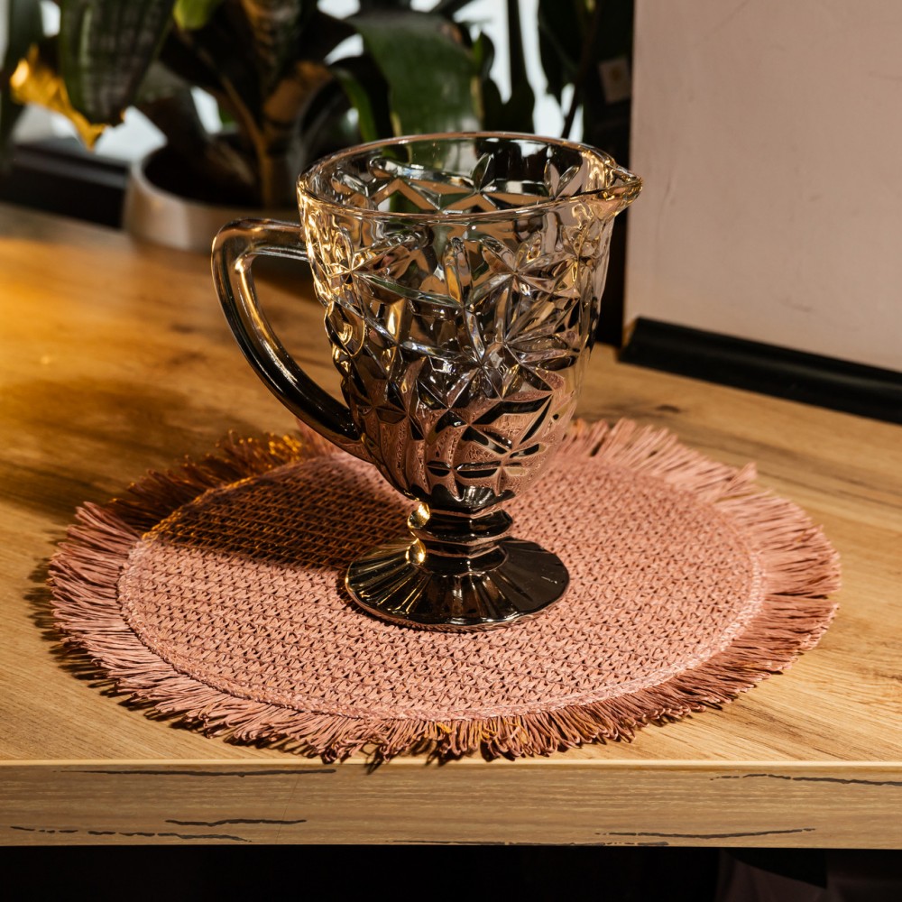 Кувшин стеклянный для компота 1.2 л ребристый фигурный графин для лимонада мохито сангрии напитков Серый HP-19-179