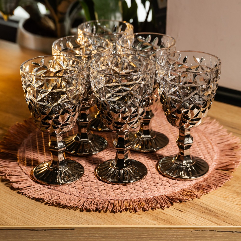 Набор бокалов для вина 6 штук 340 мл винные бокалы на ножке стеклянные фужеры для вина подарочные HP-19-181