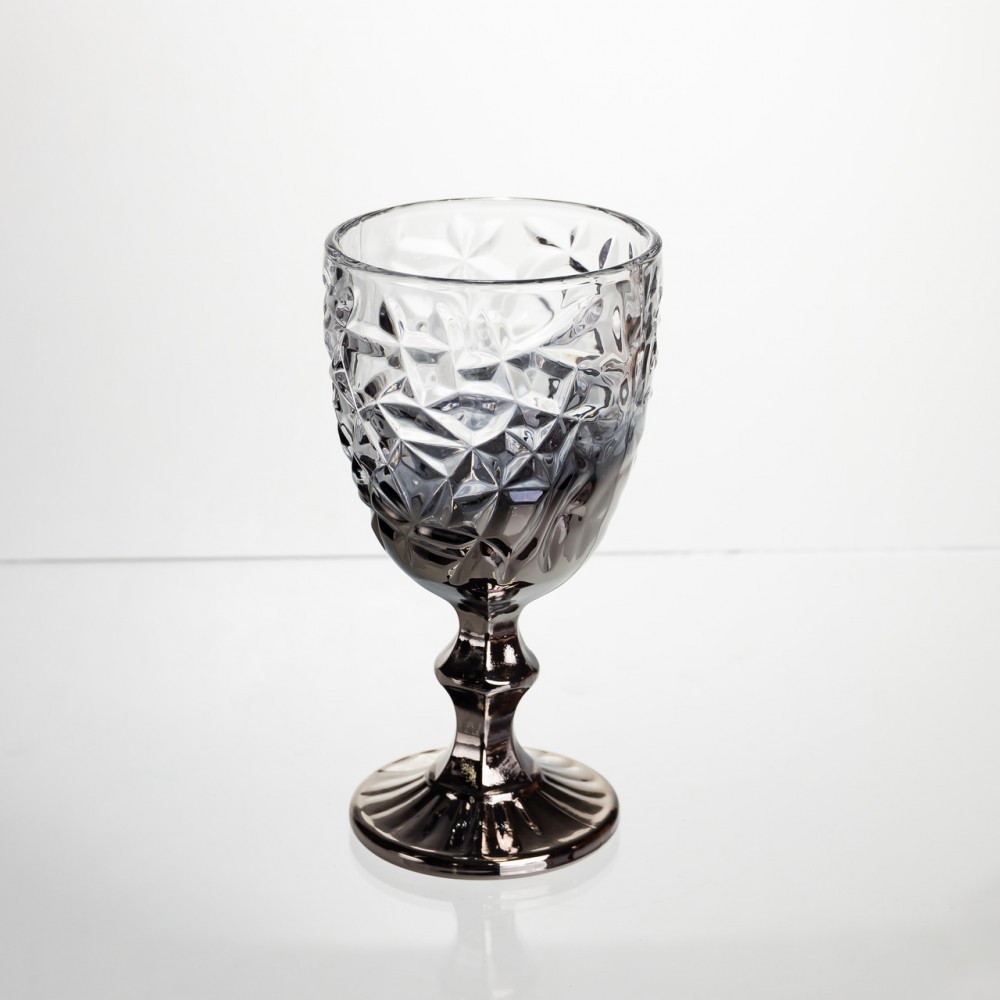 Набор бокалов для вина 6 штук 240 мл винные бокалы на ножке стеклянные фужеры для вина подарочные Серый HP-19-182