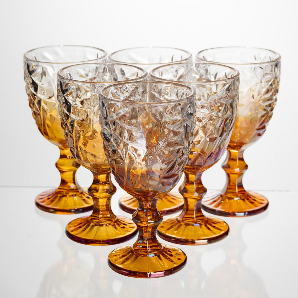 Набор бокалов для вина 6 штук 240 мл на ножке стеклянные Yiwu HP-19-190