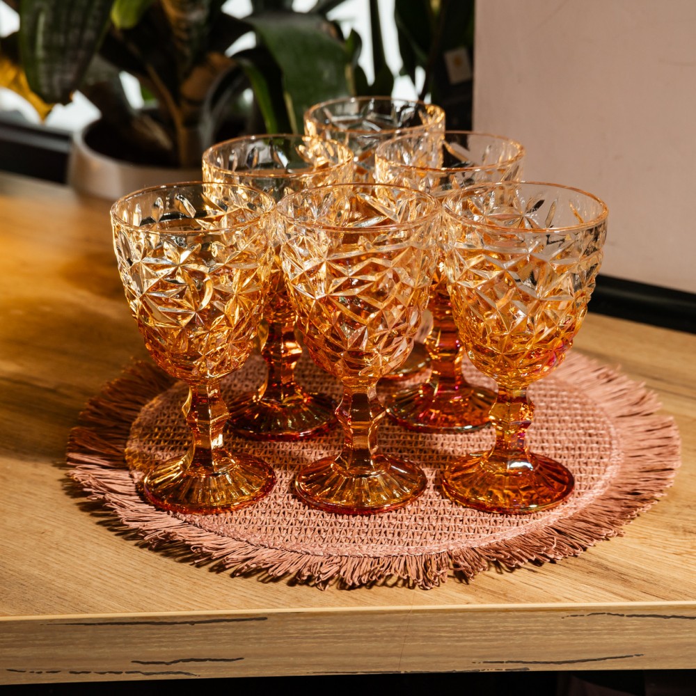 Набор бокалов для вина 6 штук 240 мл на ножке стеклянные Yiwu HP-19-190