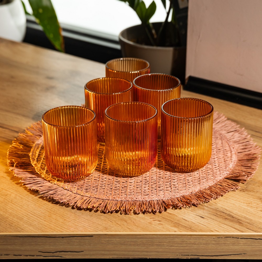 Набор стеклянных стаканов 6 штук 250 мл универсальных Коричневый Yiwu HP-19-196