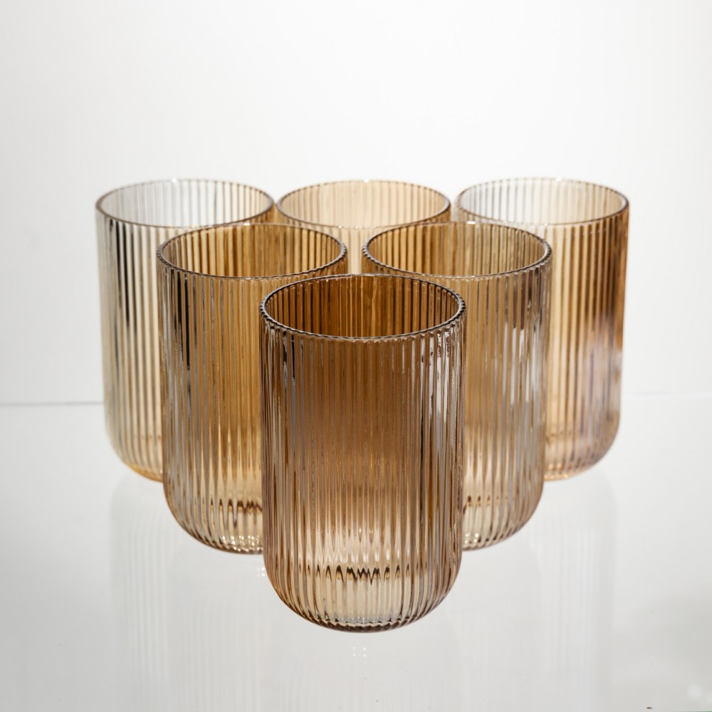 Набор стеклянных стаканов 6 штук 350 мл универсальных Коричневый Yiwu HP-19-197