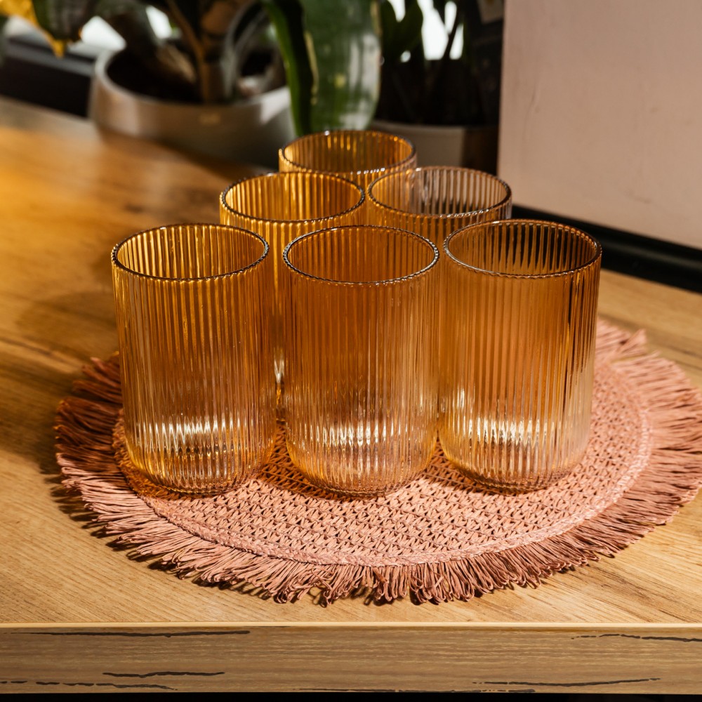 Набор стеклянных стаканов 6 штук 350 мл универсальных Коричневый Yiwu HP-19-197