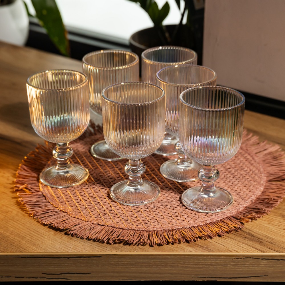 Набор бокалов для вина 6 штук 220 мл на ножке стеклянные Прозрачный Yiwu HP-19-205