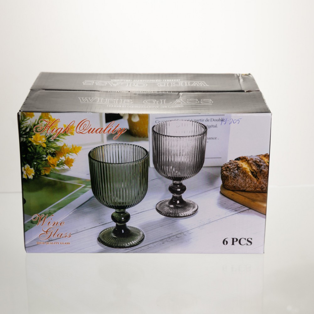 Набор бокалов для вина 6 штук 220 мл на ножке стеклянные Прозрачный Yiwu HP-19-205