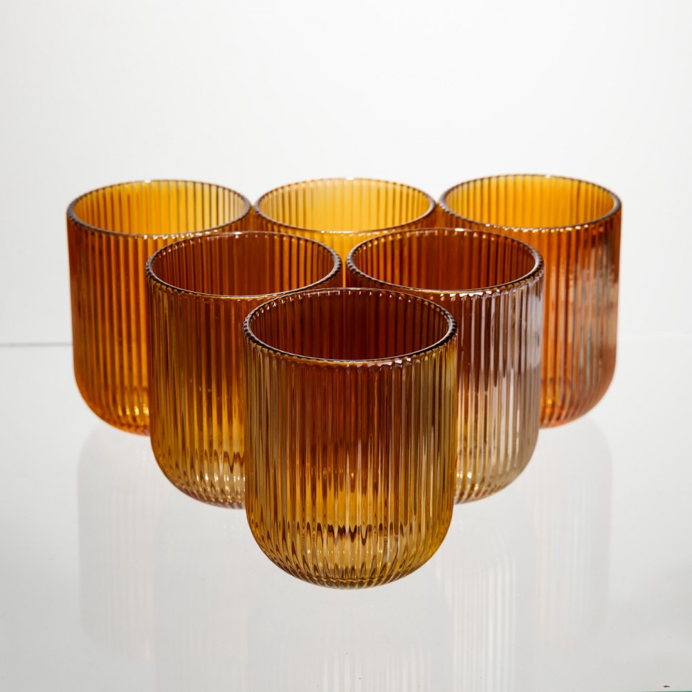 Набор стеклянных стаканов 6 штук 250 мл для напитков Янтарный Yiwu HP-19-207