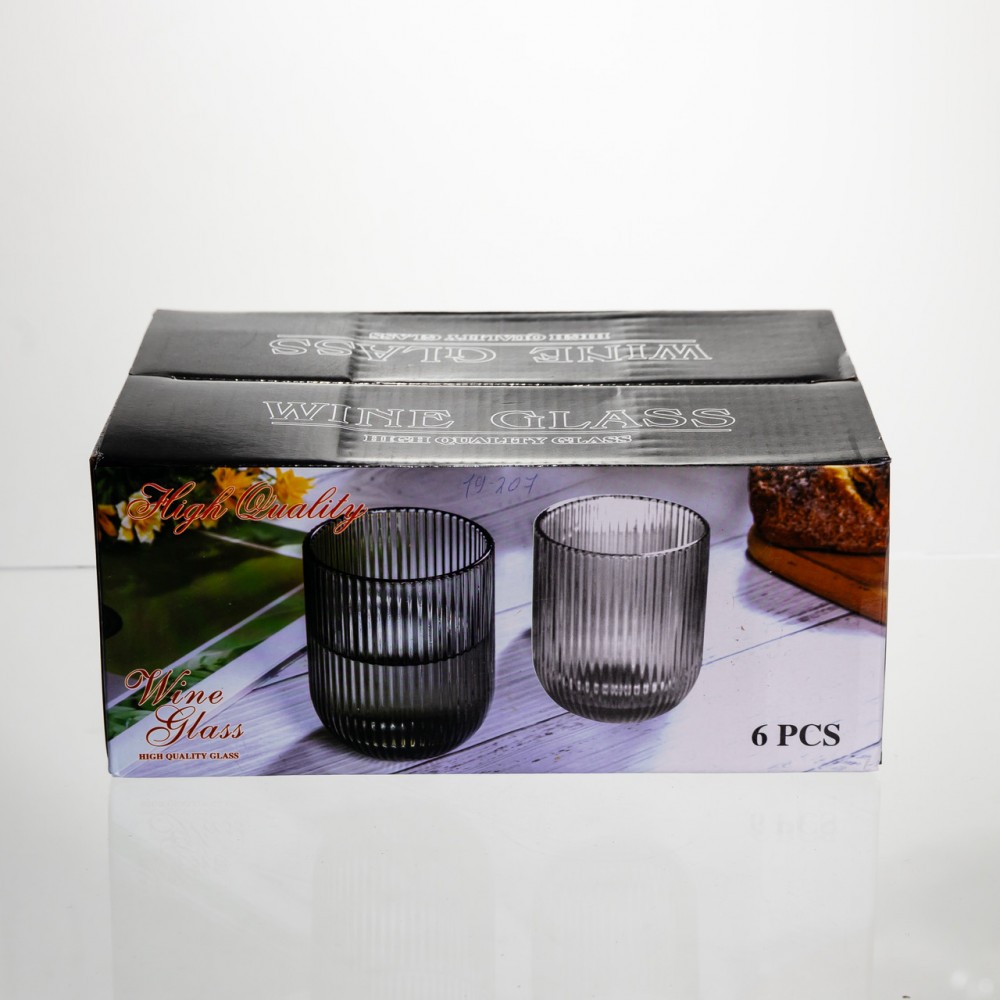 Набор стеклянных стаканов 6 штук 250 мл для напитков Янтарный Yiwu HP-19-207