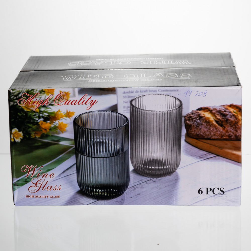 Набор стеклянных стаканов 6 штук 350 мл для напитков Янтарный Yiwu HP-19-208