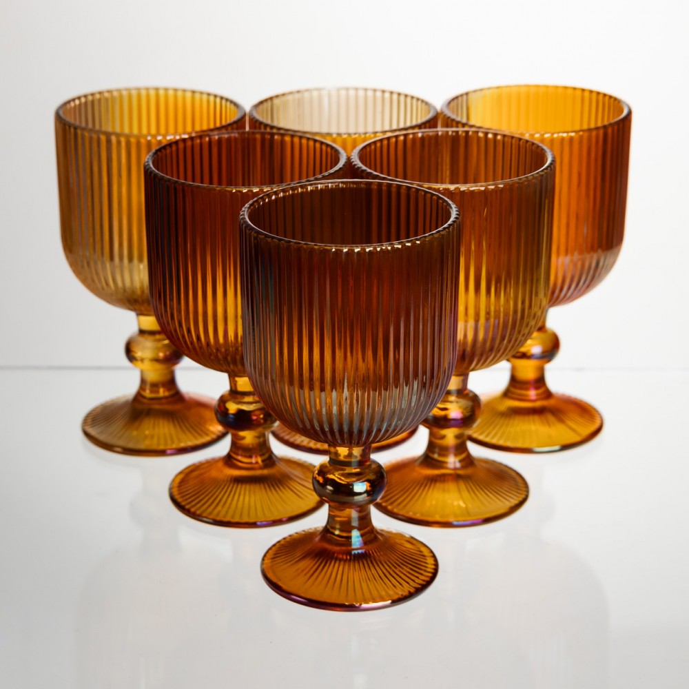 Набор бокалов для вина 6 штук 240 мл на ножке стеклянные Янтарный Yiwu HP-19-209