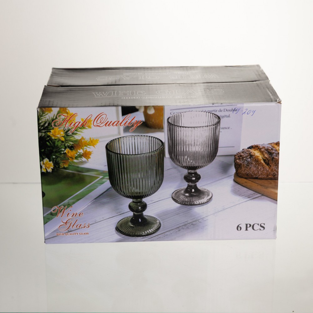 Набор бокалов для вина 6 штук 240 мл на ножке стеклянные Янтарный Yiwu HP-19-209