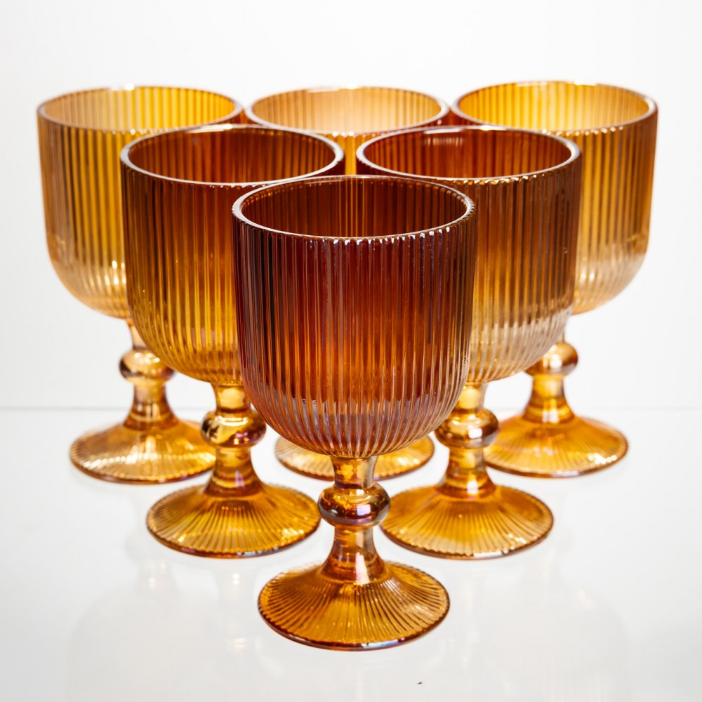 Набор бокалов для вина 6 штук 300 мл на ножке стеклянные Янтарный Yiwu HP-19-210