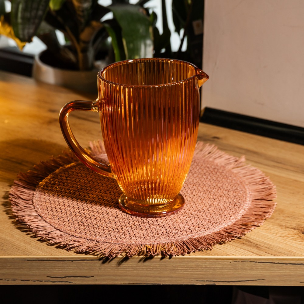 Кувшин стеклянный для напитков 1.2 л фигурный Янтарный HP-19-213