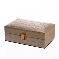 Шкатулка для украшений из эко кожи 3 отделения с зеркалом 16×10×6 см Золотистый HP-5-18GOLD
