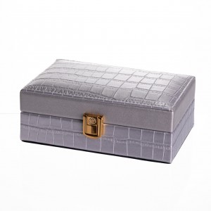 Шкатулка для украшений из эко кожи 3 отделения с зеркалом 16×10×6 см Серый HP-5-18G