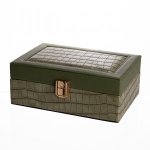 Шкатулка для украшений из эко кожи 10 отделений с зеркалом 20×14×8 см Зеленый HP-5-19GR