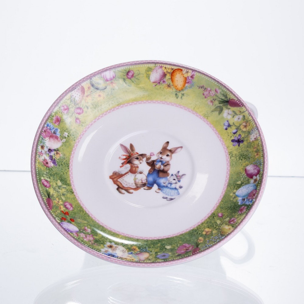 Чашка фарфоровая для чая Rabbit Family 200 мл с блюдцем HP-7323-9